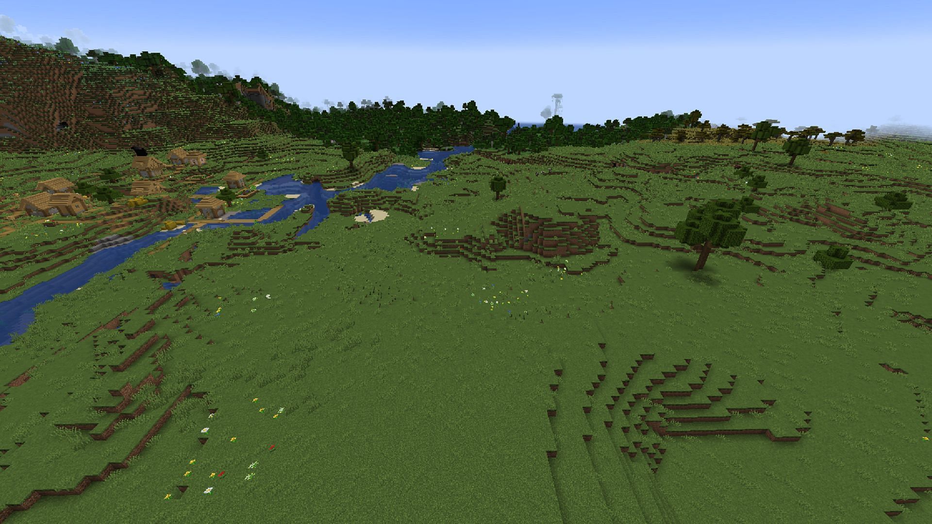 Players won&#039;t lack for resources in this seed when starting out (Image via Mojang)