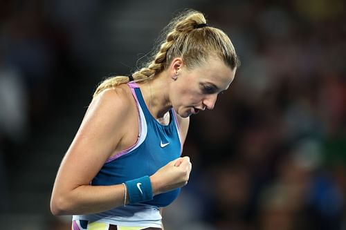 Petra Kvitova fistpumps at the 2023 Australian Open