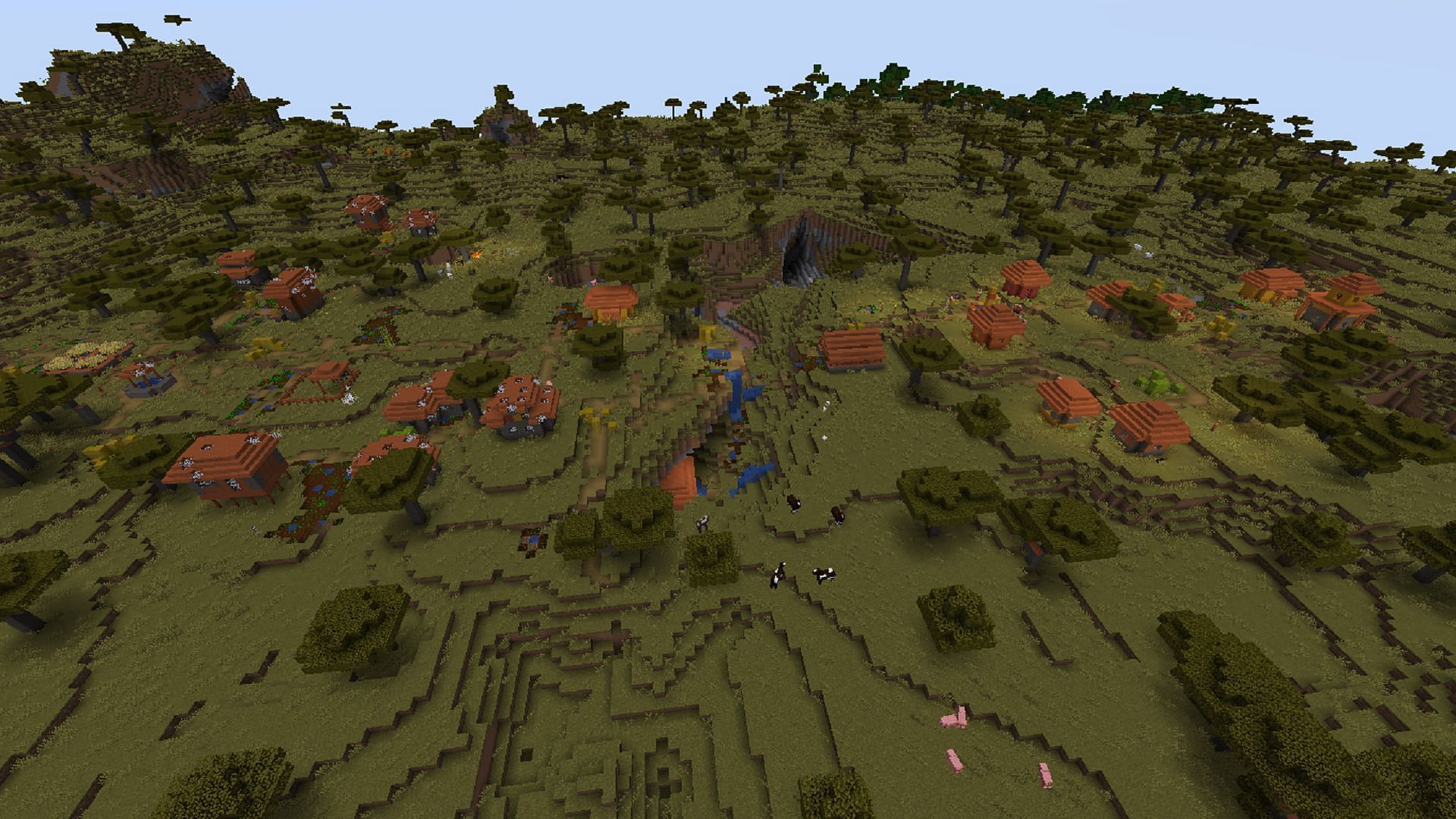 The two opposing villages in this Minecraft Java seed are only the beginning (Image via Mojang)