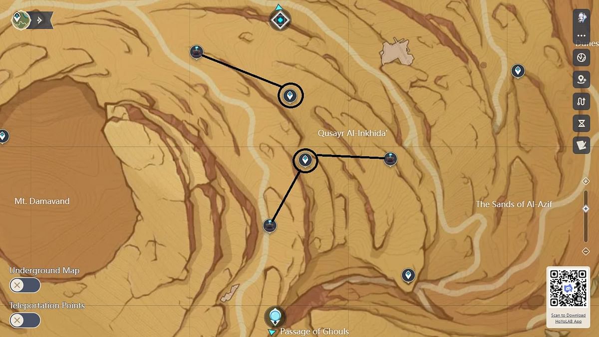 Genshin Impact All 7 Signal Spirit locations in Desert of Hadramaveth