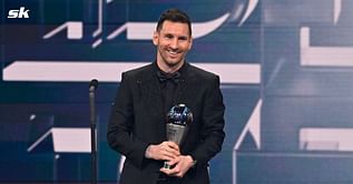 Lionel Messi reacts after record 7th FIFA The Best Men's Player of the Year award