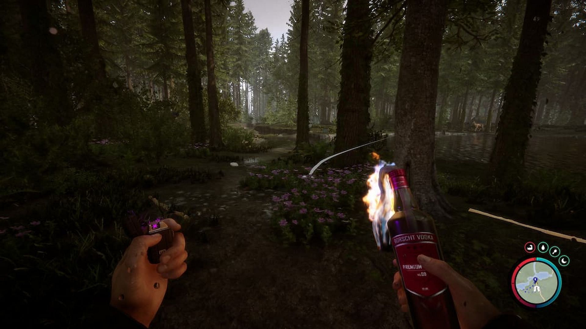 You will need Alcohol and Cloth to craft a Molotov Cocktail in Sons of the Forest (Image via Endnight Games)
