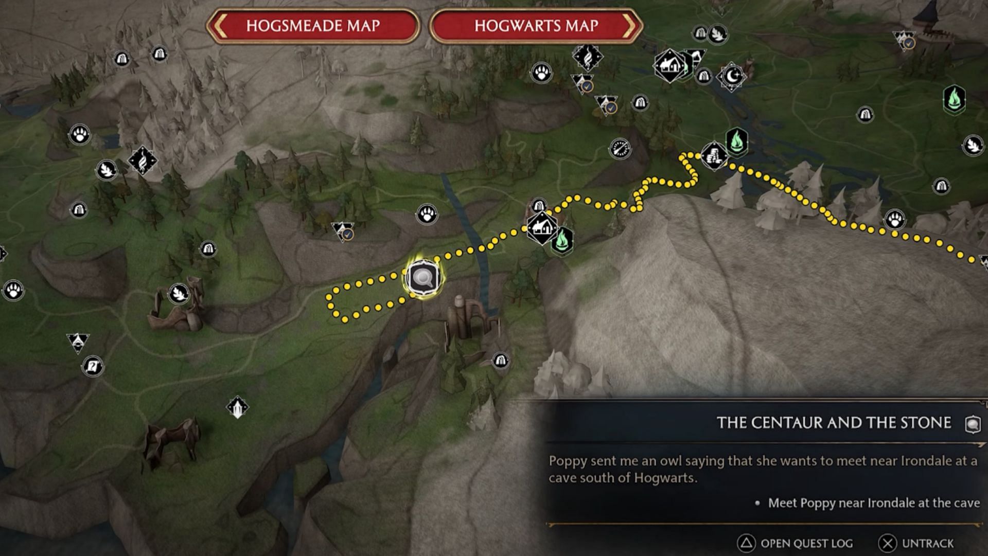 Location of the quest (Image via WB game and YouTube/FP Good Game)