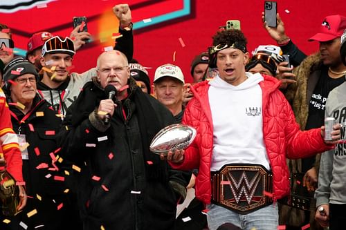 Andy Reid and Patrick Mahomes at Kansas City Chiefs Victory Parade