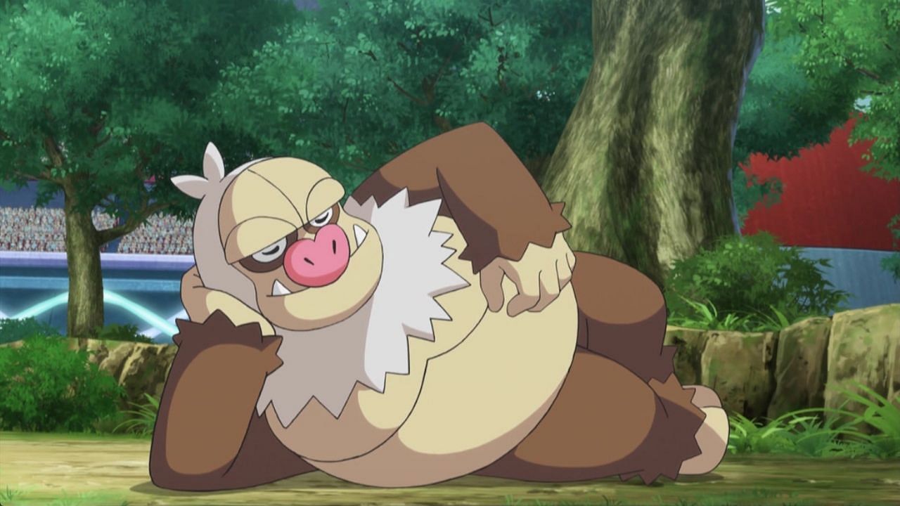 Slaking as it appears in the anime (Image via The Pokemon Company)