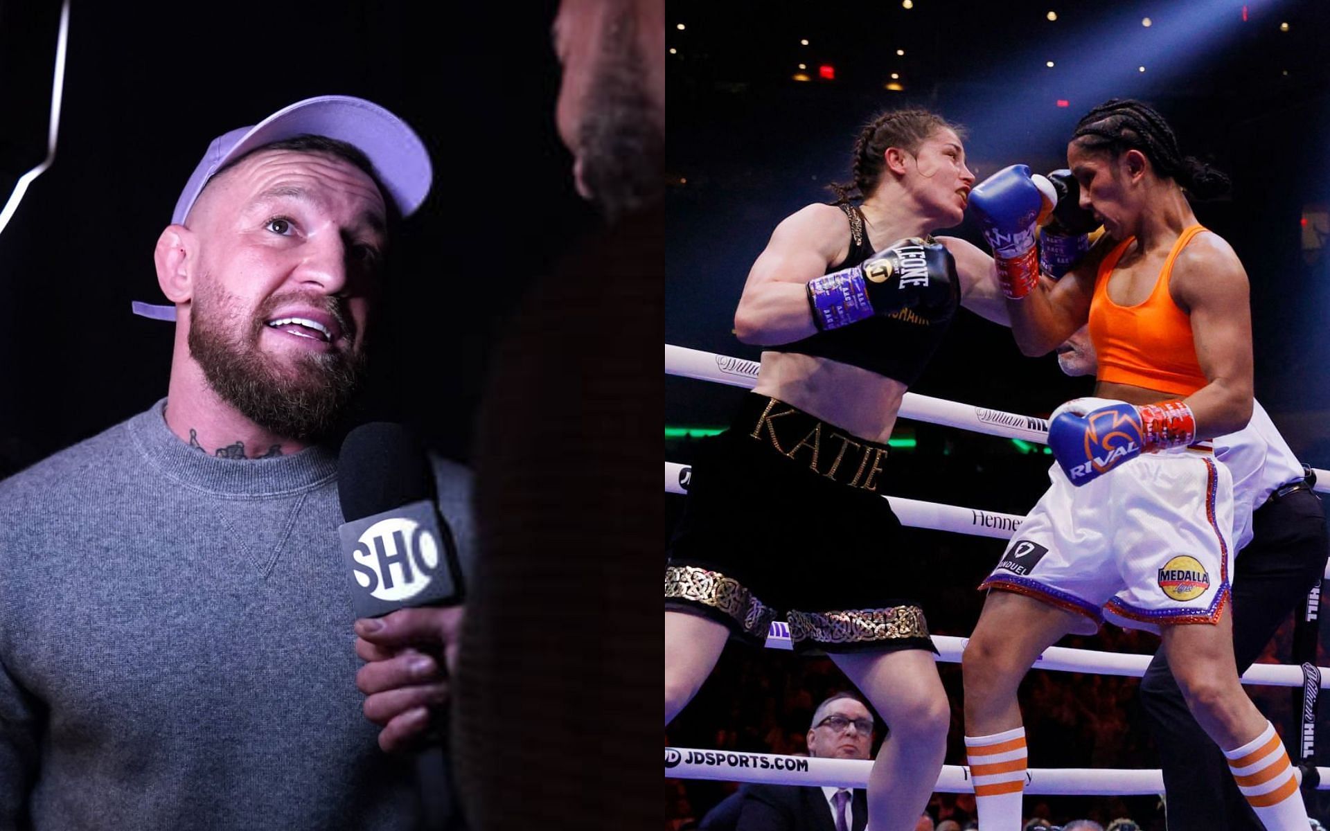 Conor McGregor (left) and Katie Taylor vs. Amanda Serrano (right)