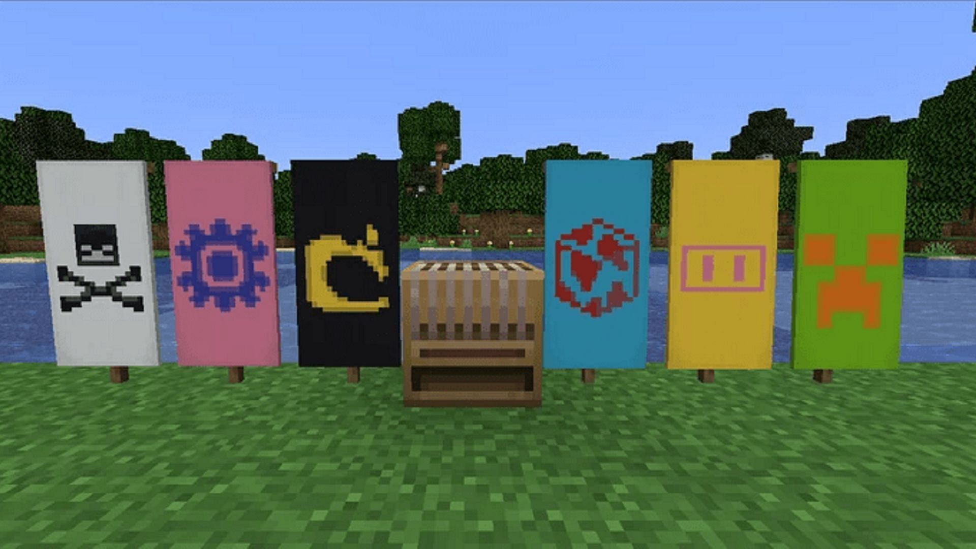 Banners can make any settlement or home base feel much more official in Minecraft (Image via Mojang)