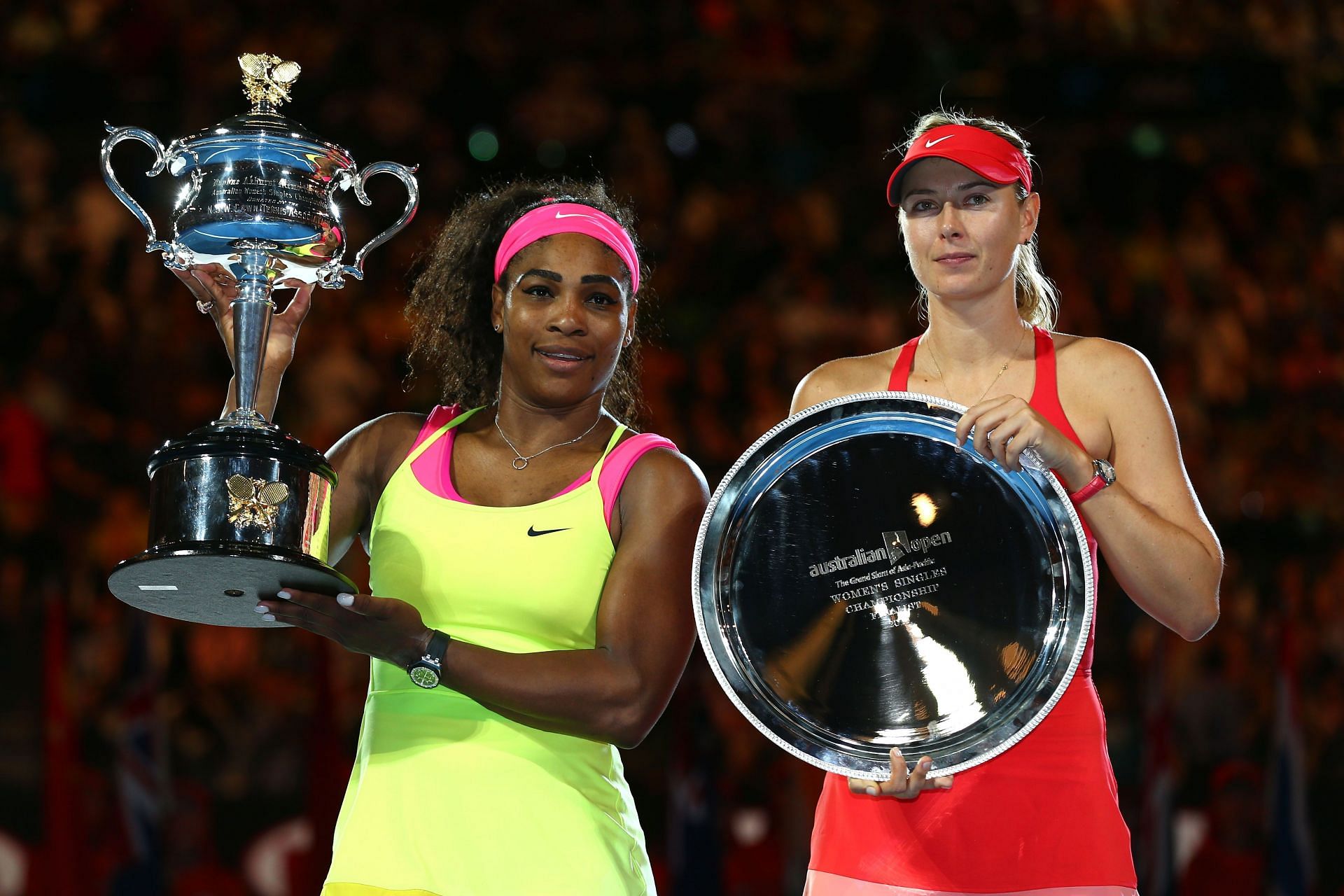 Serena Williams and Maria Sharapova at the 2015 Australian Open