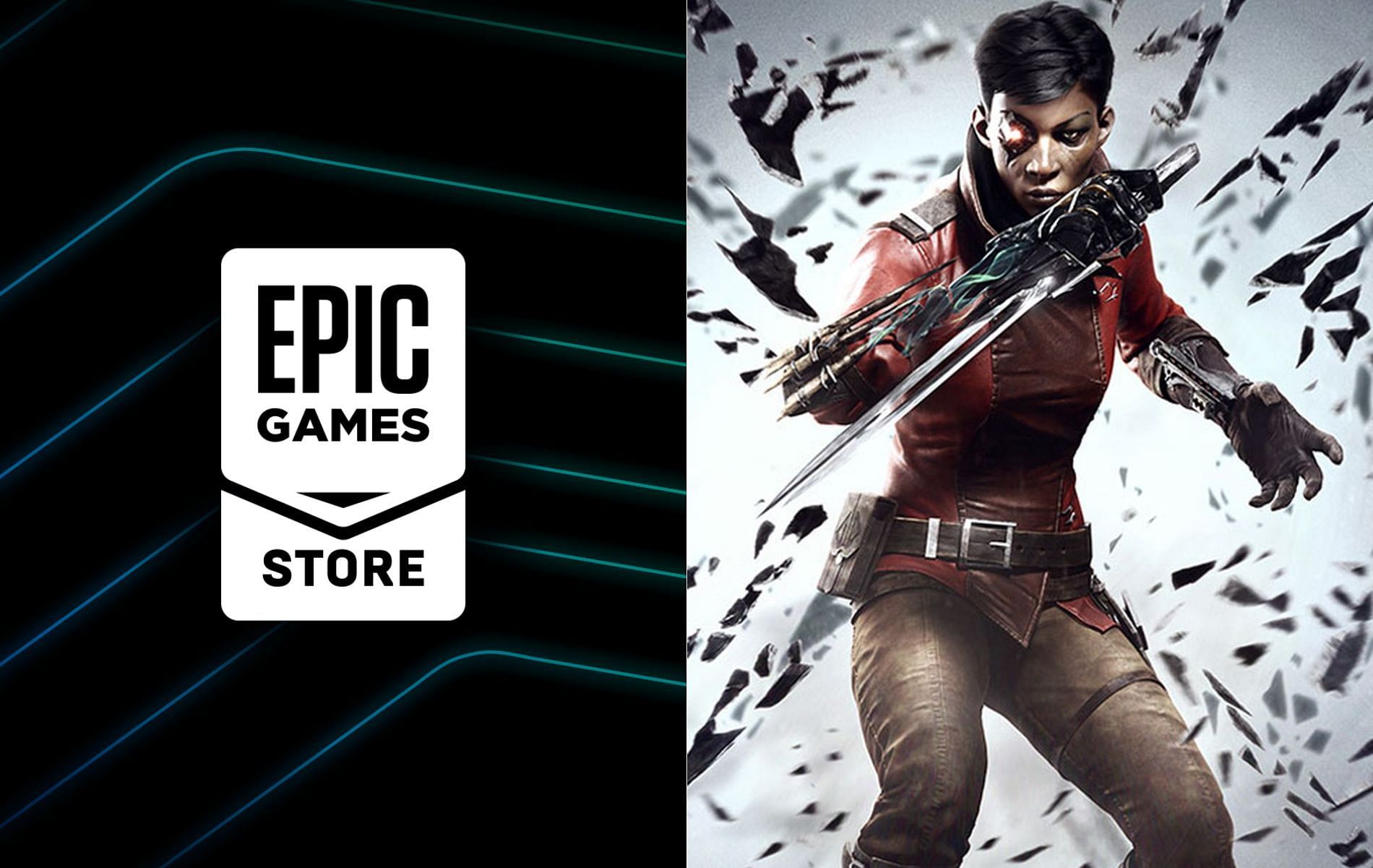The latest installment from one of the best stealth franchises of the past decade is the latest freebie on the Epic Games Store (Images via Epic Games/Bethesda Softworks)