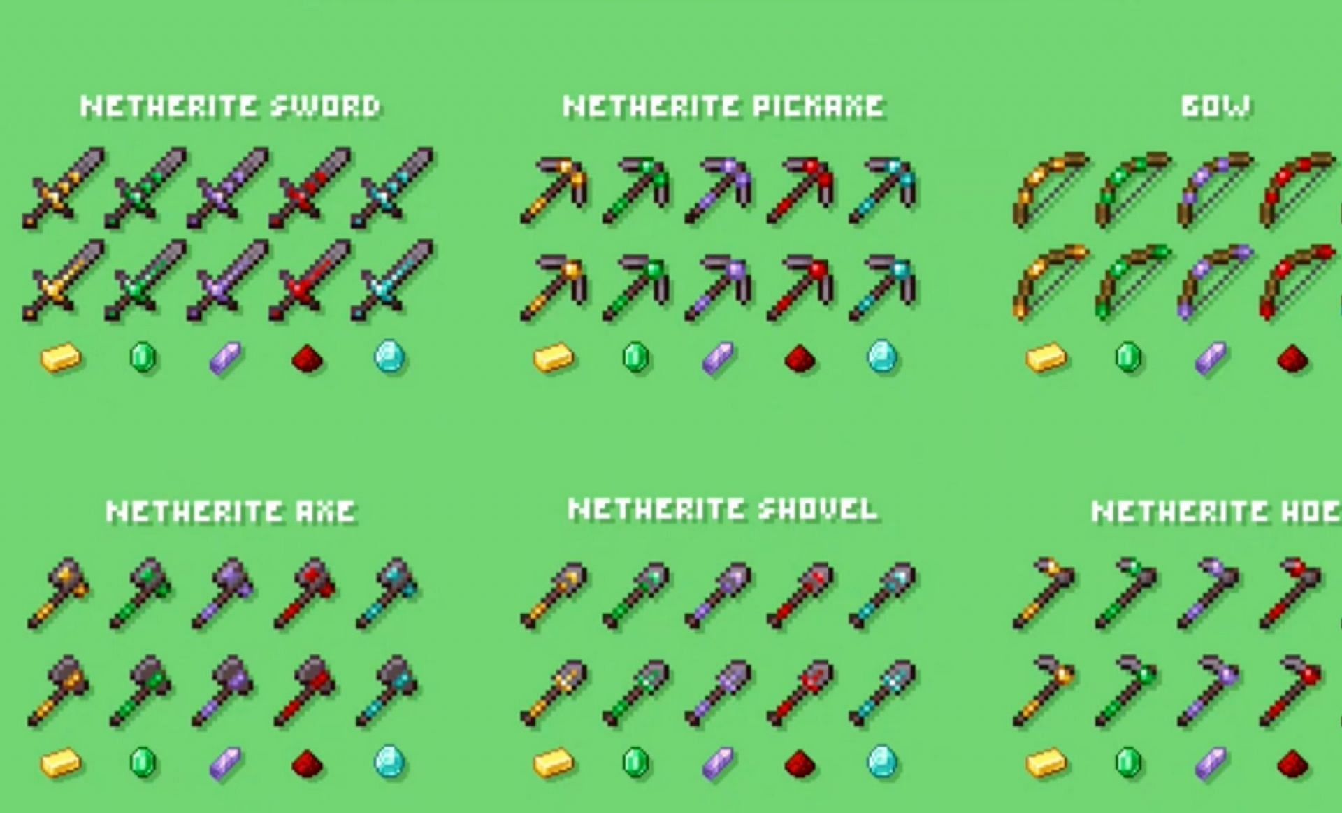 New weapon and tool trims from a data pack (Image via u/JoeFly2009 on Reddit)
