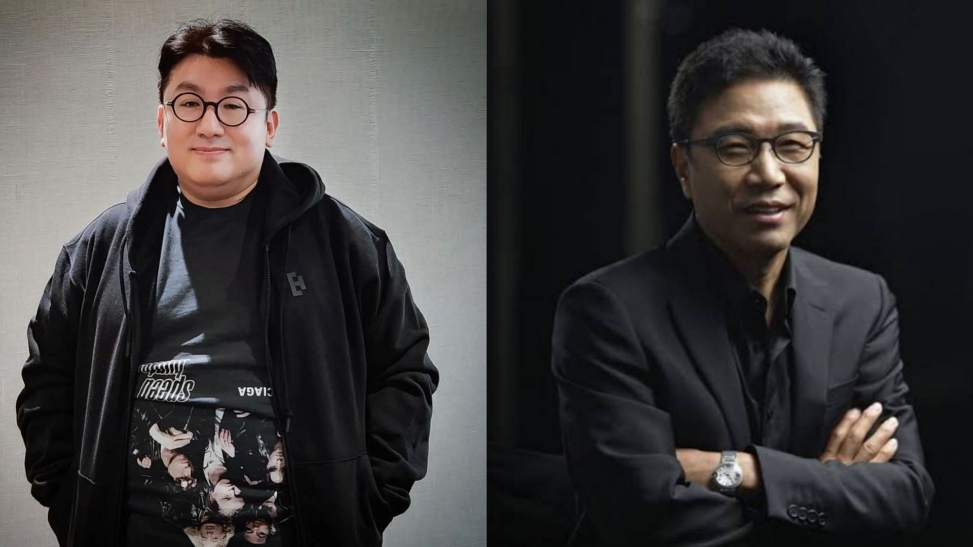 Featuring Bang Si-hyuk and Lee Soo-man (Image via HYBE Labels and SM Entertainment)