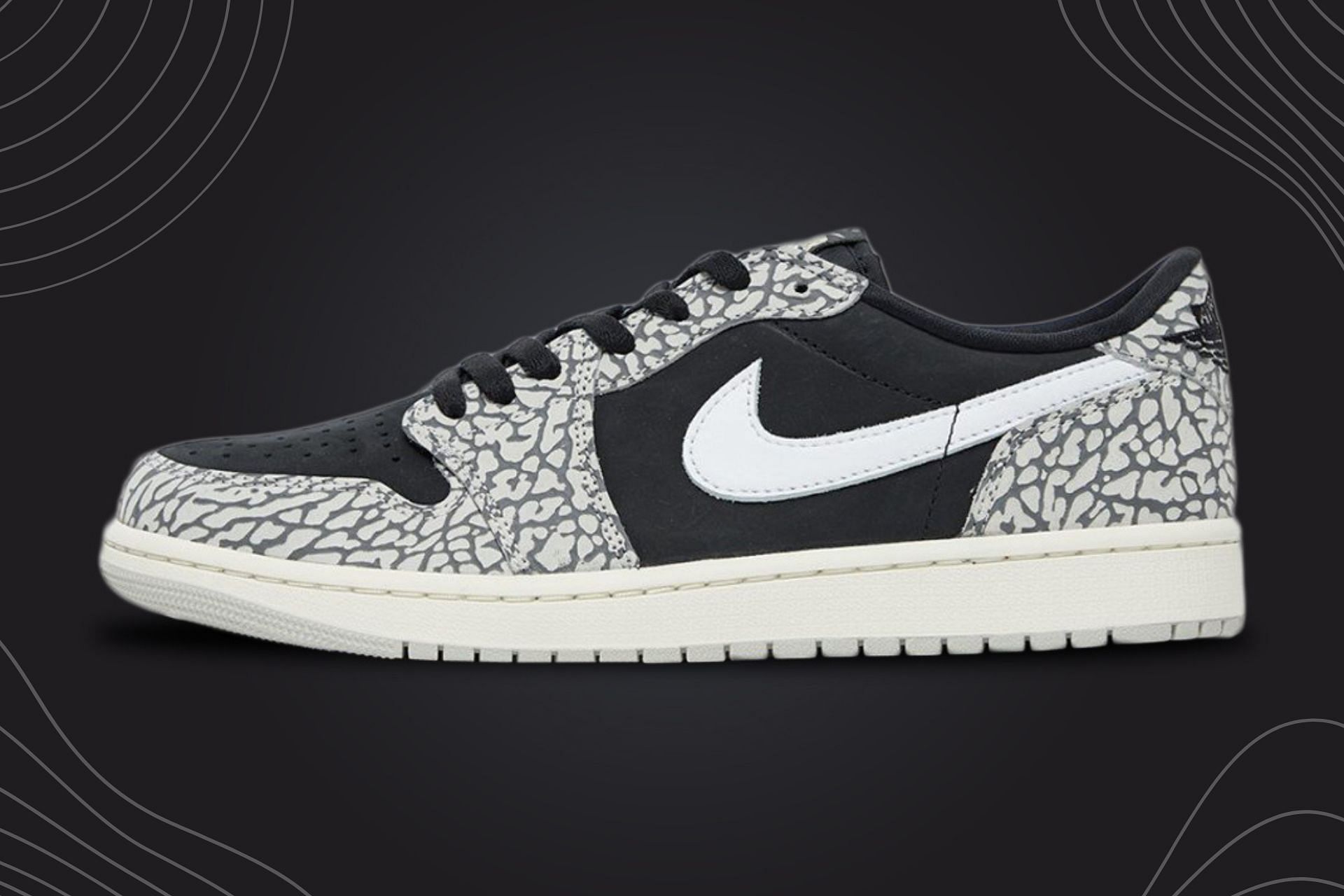 Nike Air Jordan 1 Low Black Elephant shoes (Image via Offspring)