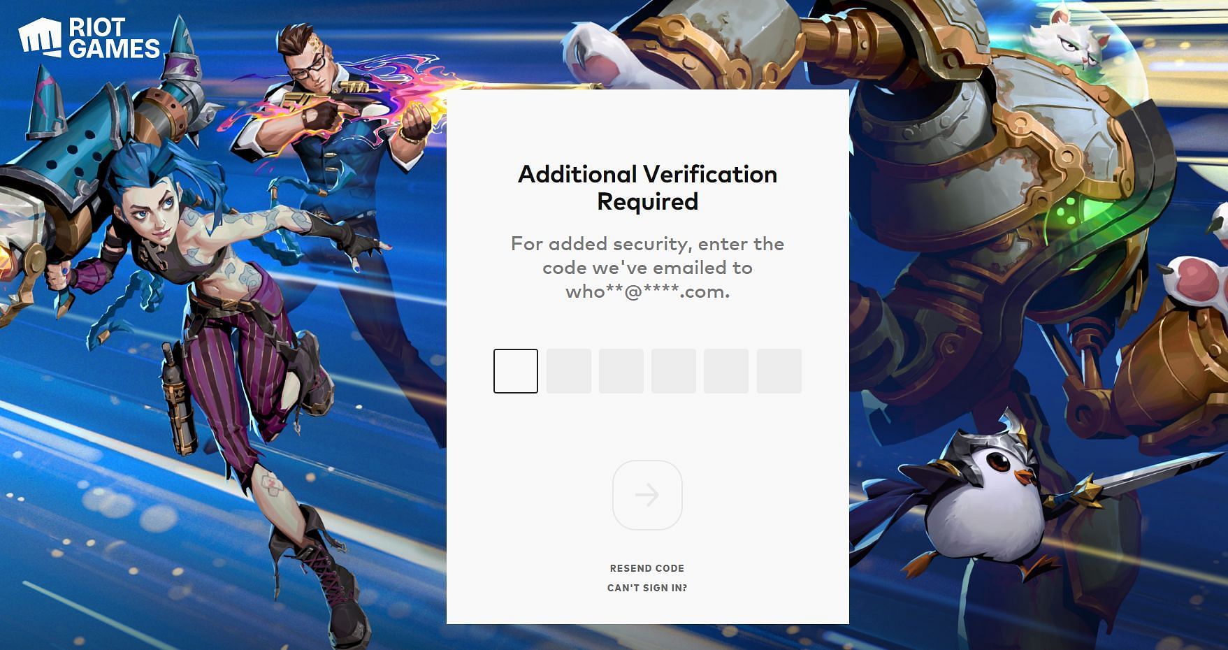 Enter the code and complete the sign-in procedure (Image via Riot Games)