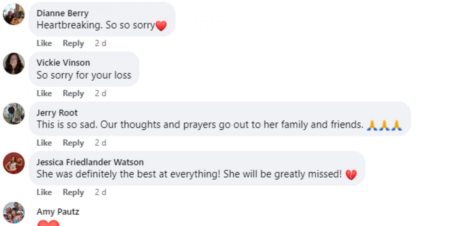 Social media users shared their condolences for Christine&#039;s family (Image via Facebook)