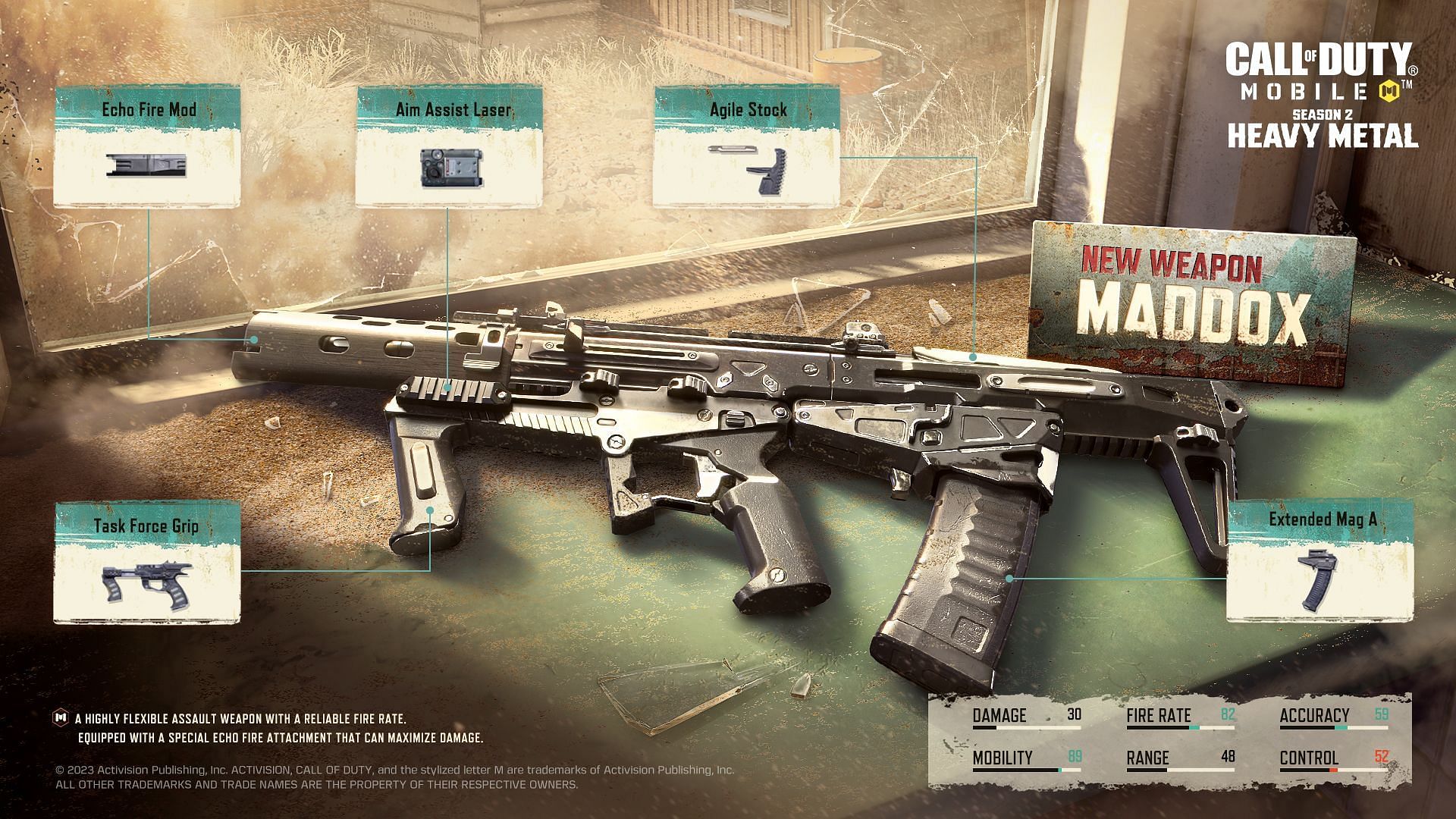 The best loadout for the Maddox in COD Mobile Season 2 (Image via Activision)