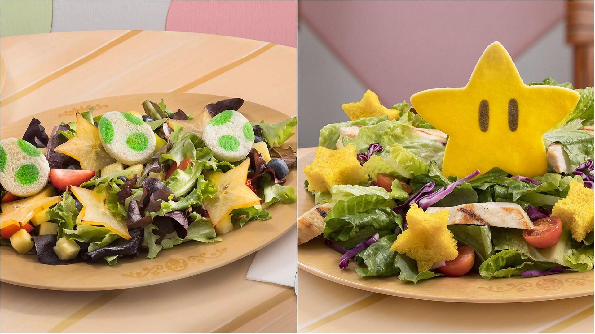 Super Star Chicken Salad &amp; Yoshi&#039;s Favorite Fruit and Veggie Salad (Image via Universal Studios/Toadstool Caf&eacute;)