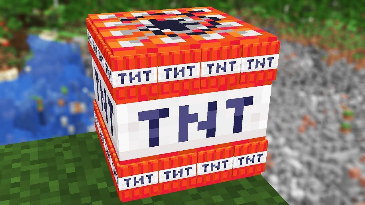 The command uses TNT blocks (Image via Logodotzip on YouTube)