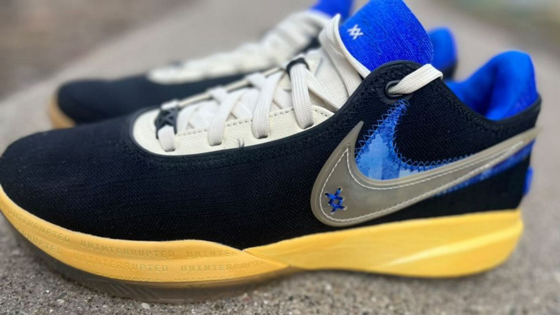 The upcoming Uninterrupted x Nike LeBron 20 &quot;Speak Your Truth&quot; sneakers are clad in royal blue and black hues (Image via @consistentkixzllc / Instagram)