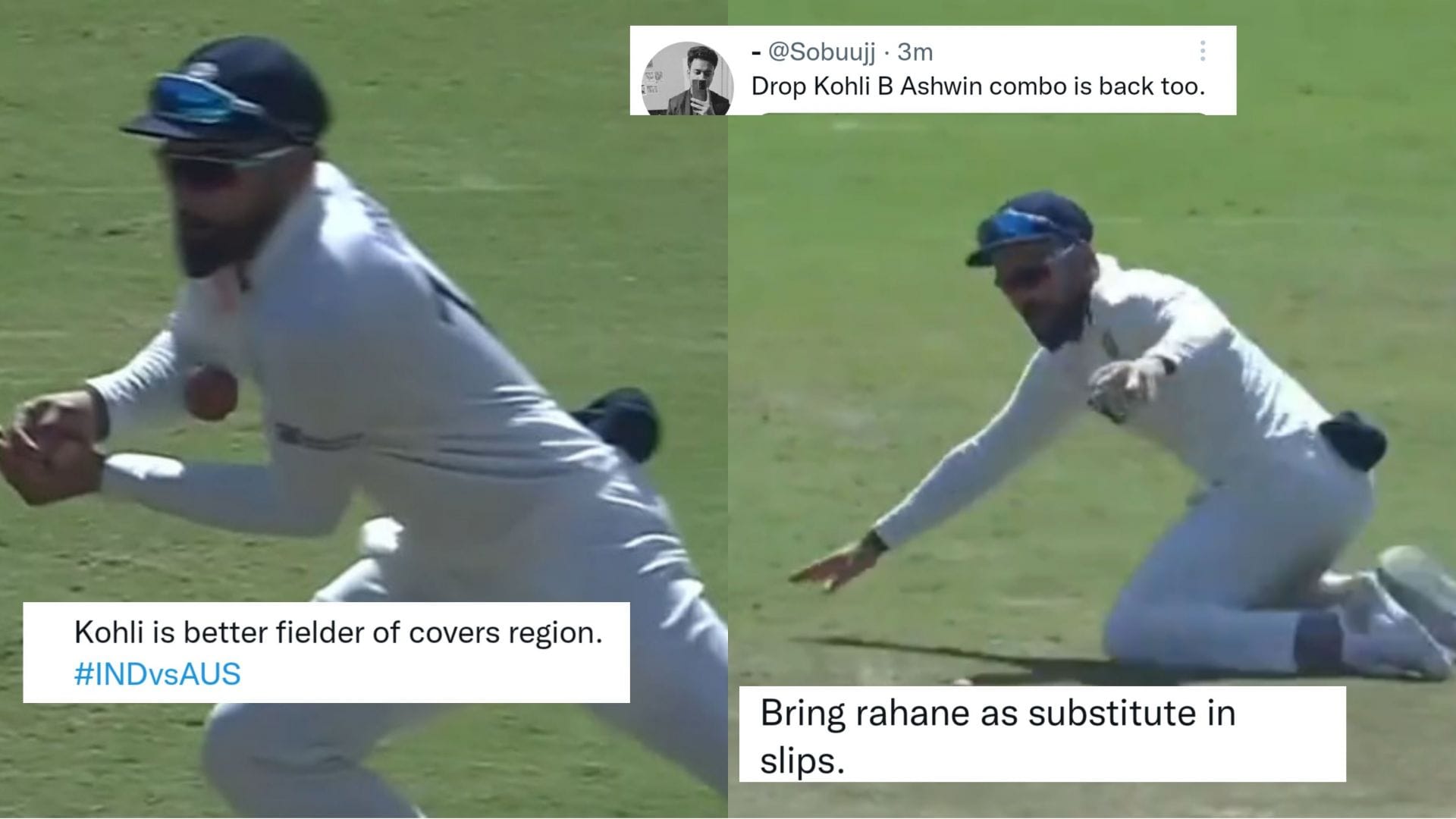 "Bring Rahane as substitute in slips" Twitter reacts as Virat Kohli