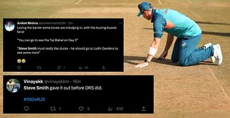 "Spends more time on pitch while analyzing it, rather than playing on it" - Fans react as Steve Smith gets out for duck in 2nd IND vs AUS Test