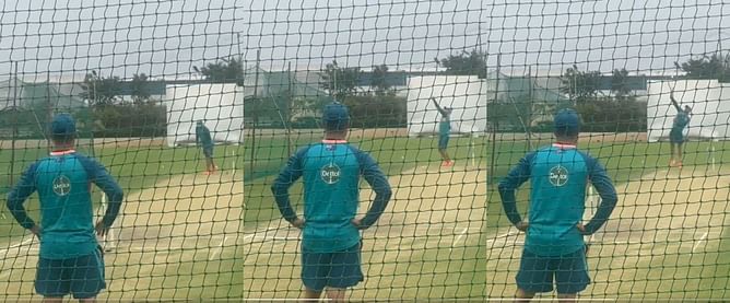 [WATCH] Off-spinner Nathan Lyon practices with a tennis racquet during Australia’s training camp