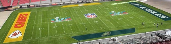 A first look at the field at State Farm Stadium for Super Bowl