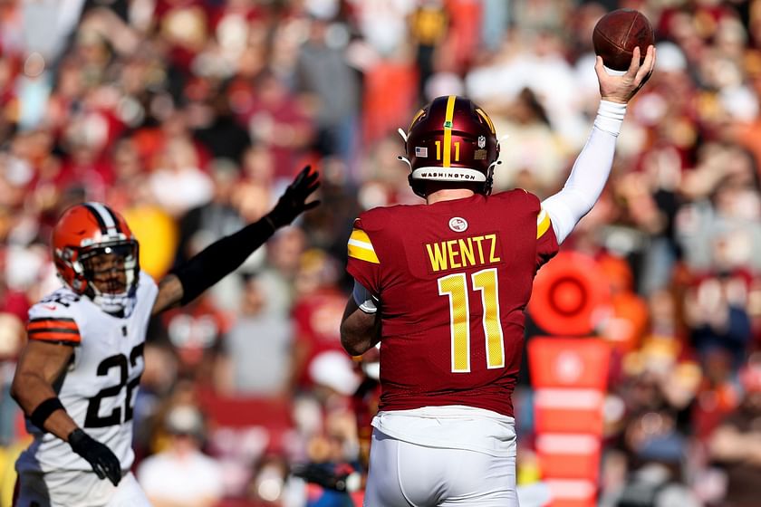 First look: Washington Commanders quarterback Carson Wentz in Commanders  uniform wearing No. 11