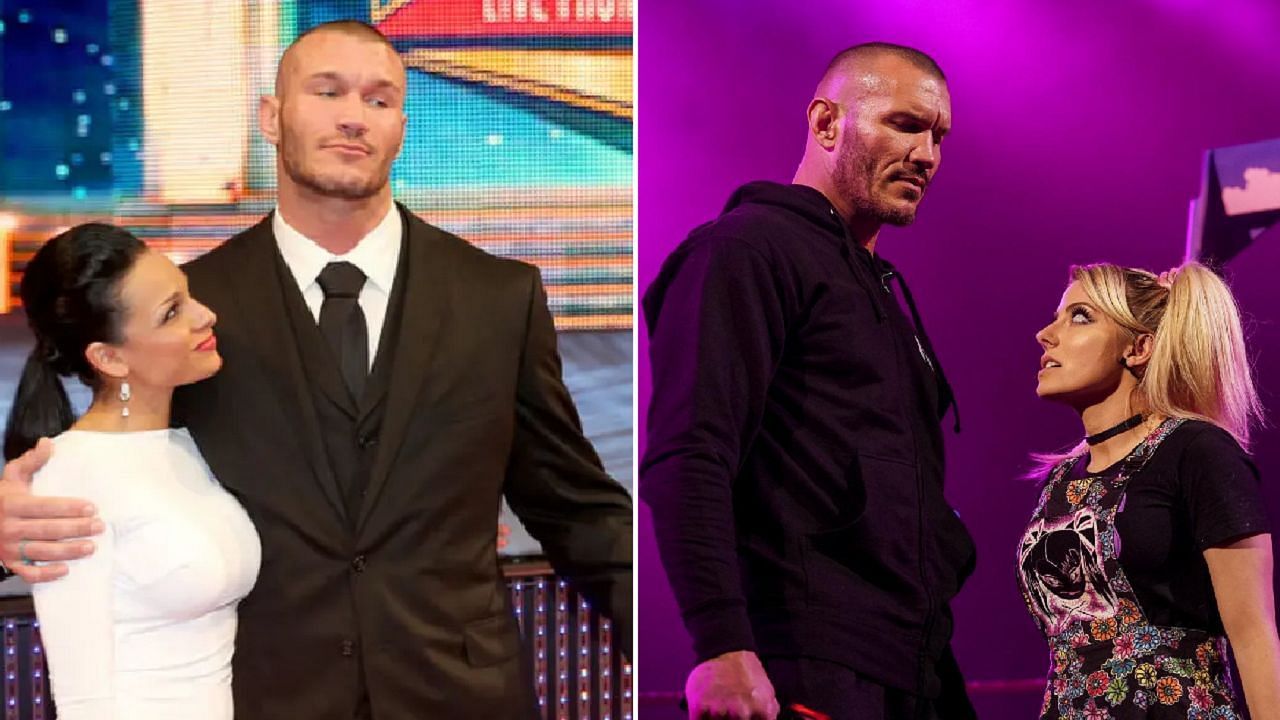 Orton with his wife Kim (left); Orton with Bliss on WWE TV (right)