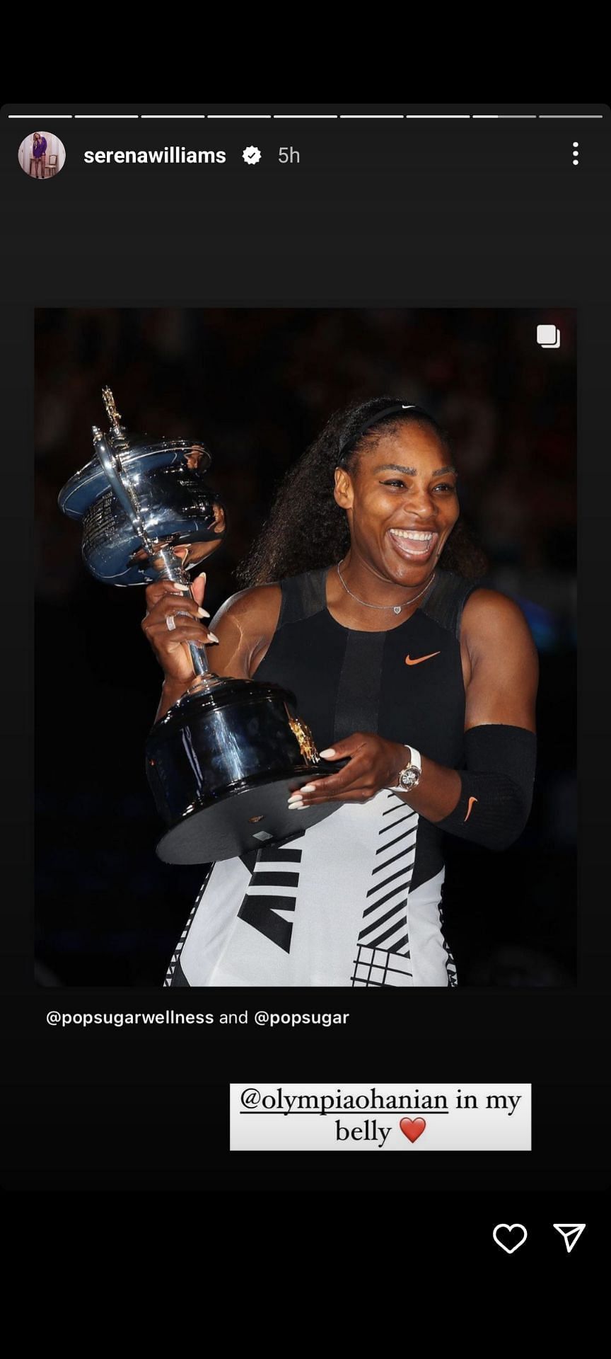 Serena Williams&#039; Instagram story on Wednesday