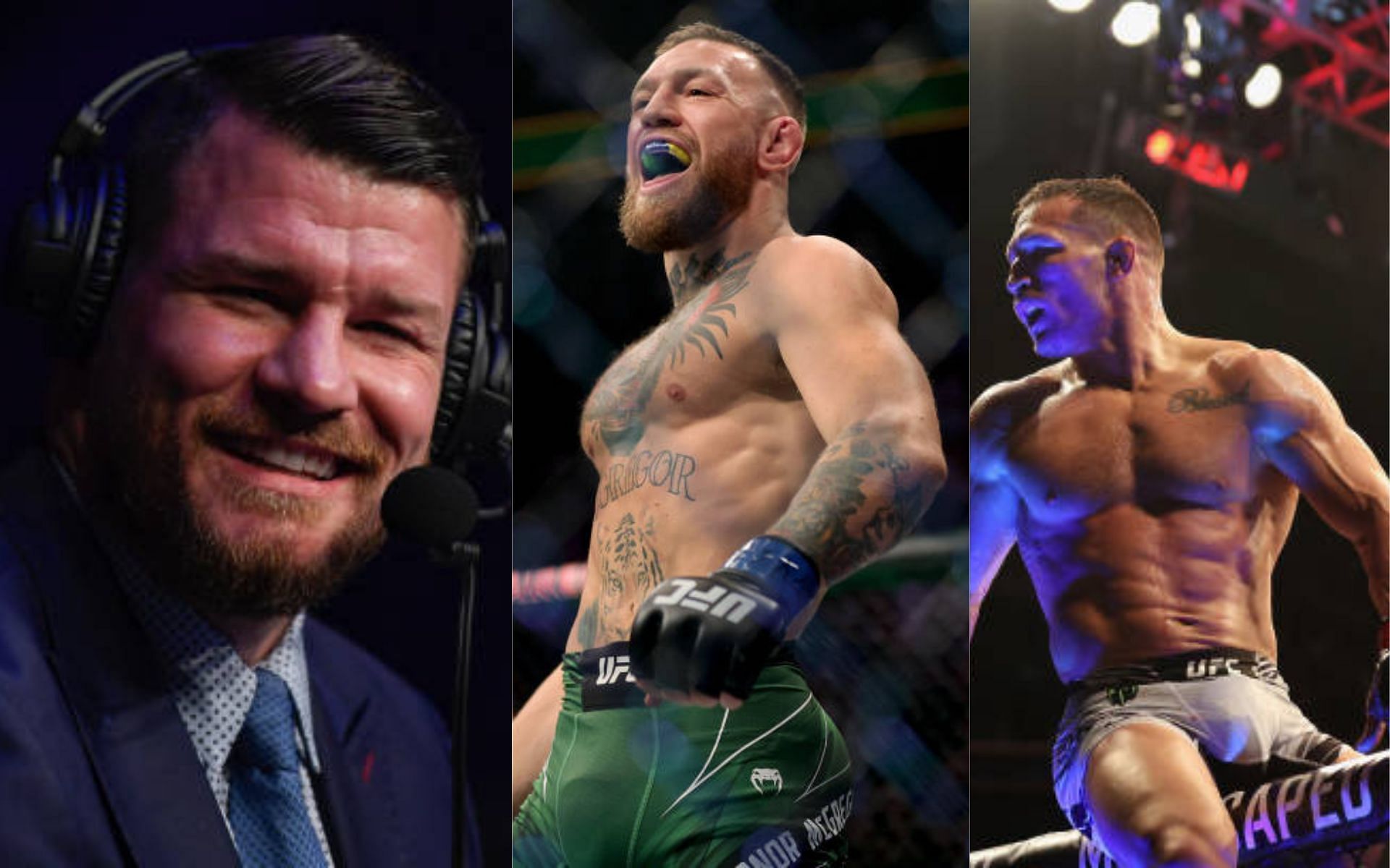 From left to right: Michael Bisping, Conor McGregor, and Michael Chandler