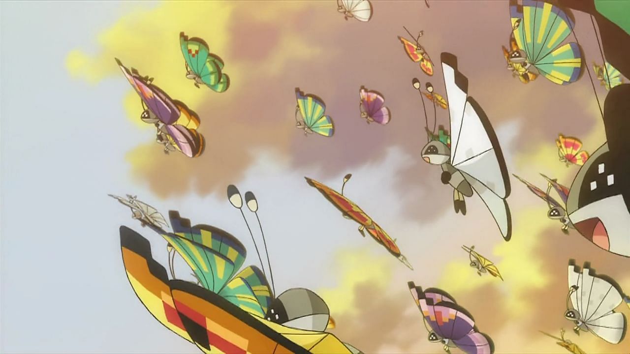 Various forms of Vivillon as they appear in the anime (Image via The Pokemon Company)