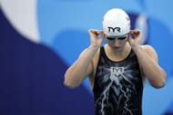 Katie Ledecky prepares to compete in the Women's 400m Freestyle Heat during the Toyota U.S. Open Championships at Greensboro Aquatic Center on December 01, 2022 in Greensboro, North Carolina. (Photo by Jared C. Tilton/Getty Images)