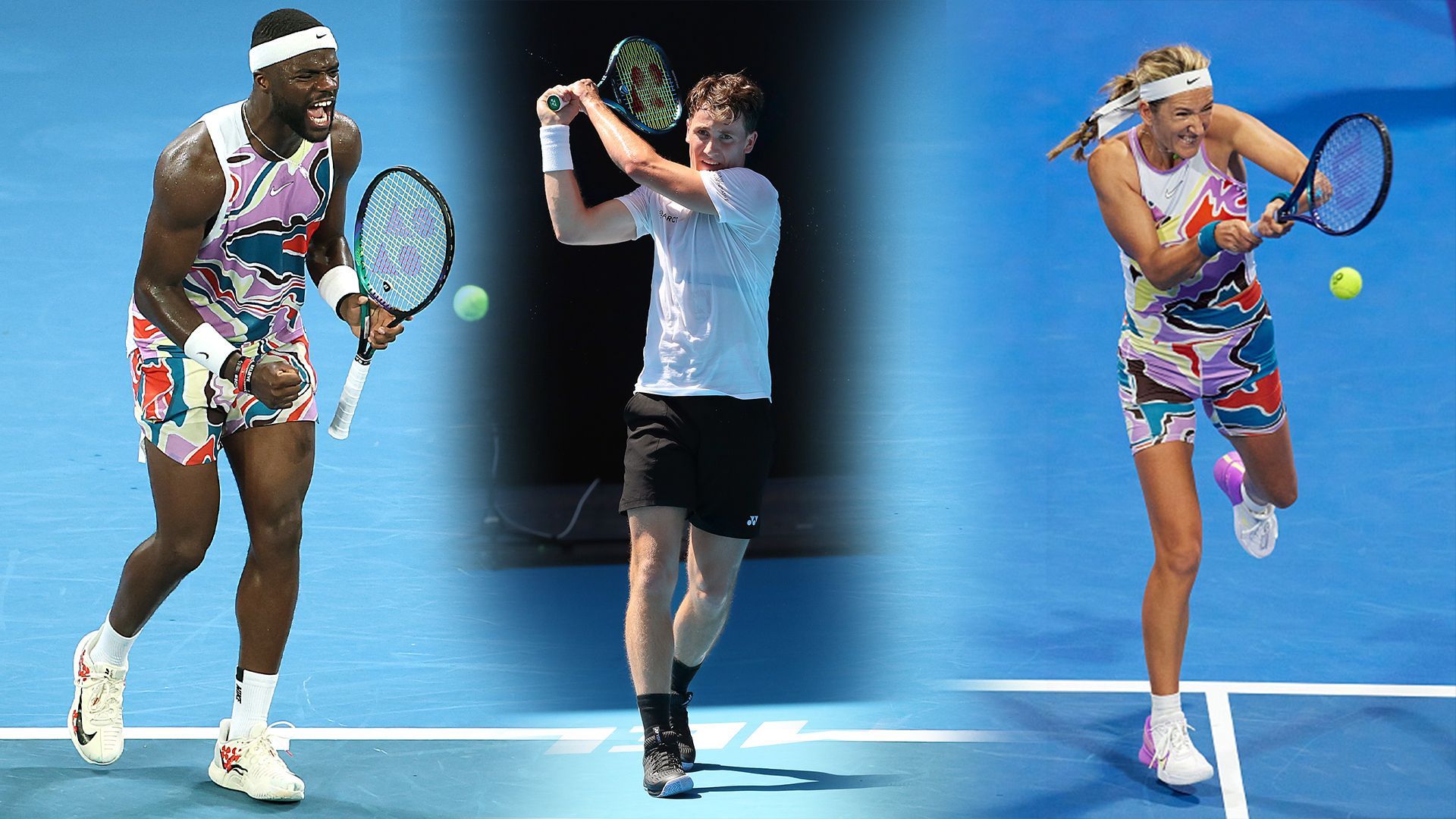 Frances Tiafoe(Left), Casper Ruud(Centre) and Victoria Azarenka(Right)