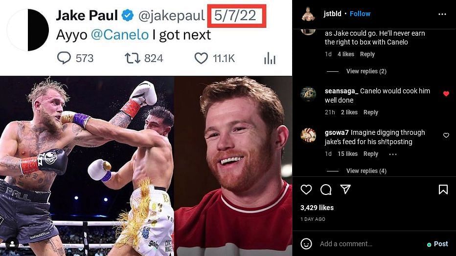 Instagram comments roasting Jake Paul