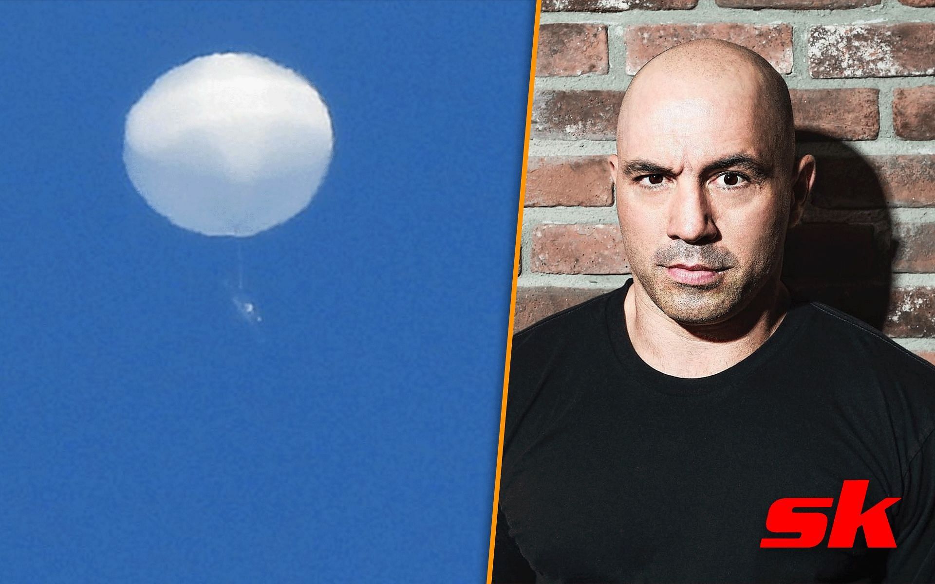 The spy balloon (left) and Joe Rogan (right) [Image credits: @joerogan 
