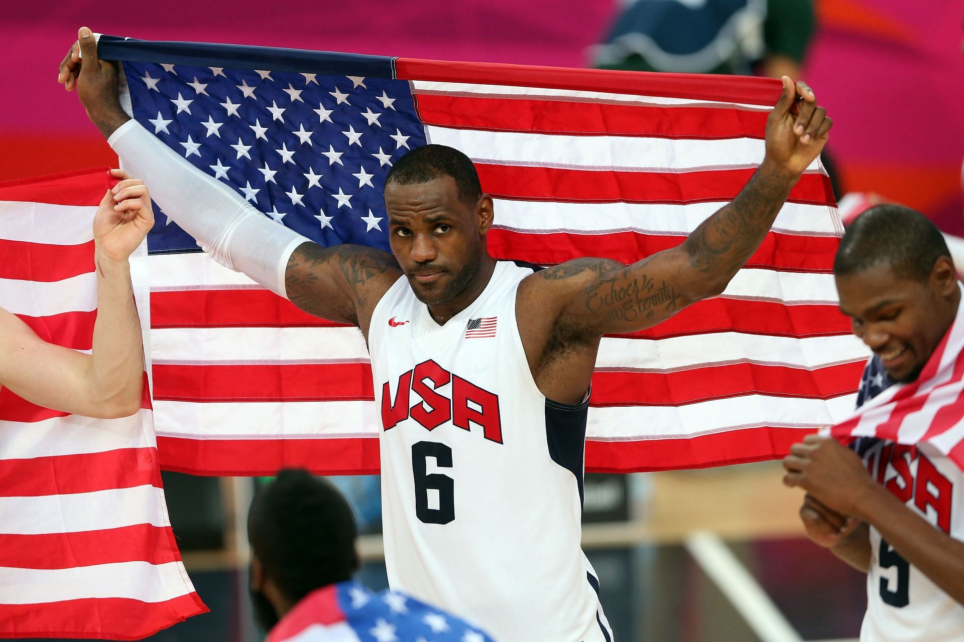 The LeBron James award collection includes two Olympic Gold medals (Image via Getty Images)