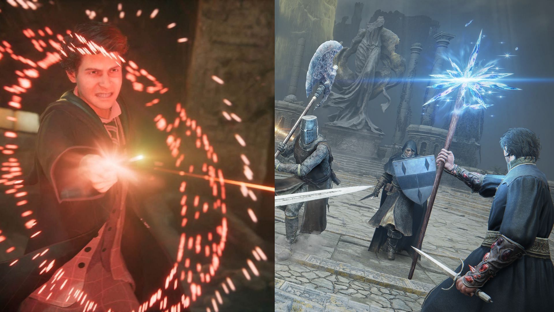 Hogwarts Legacy vs Elden Ring: Which one delivers the best &quot;sorcerer-like&quot; experience? (Image via Avalanche Games, FromSoftware)