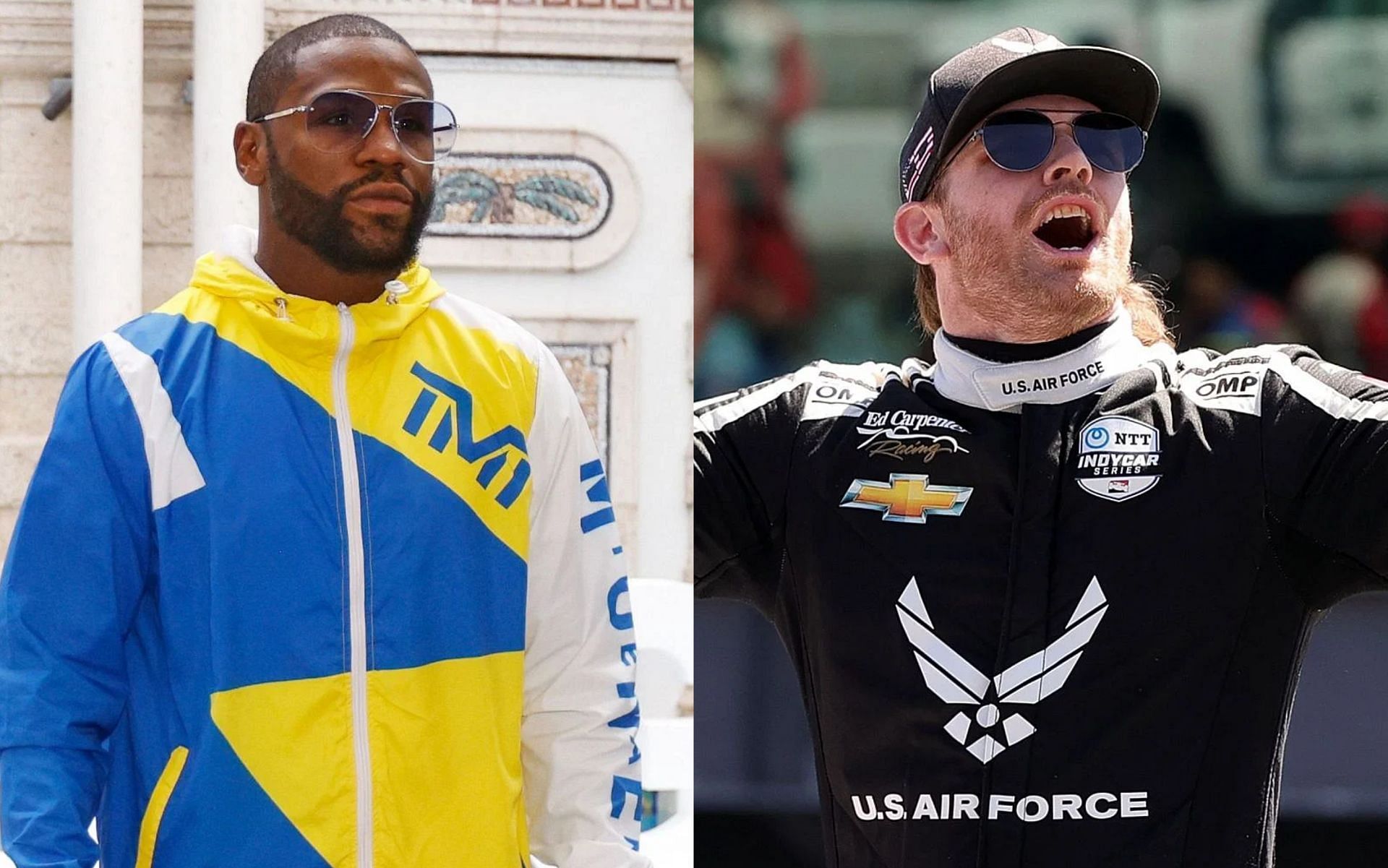 Floyd Mayweather (L), and Conor Daly (R).