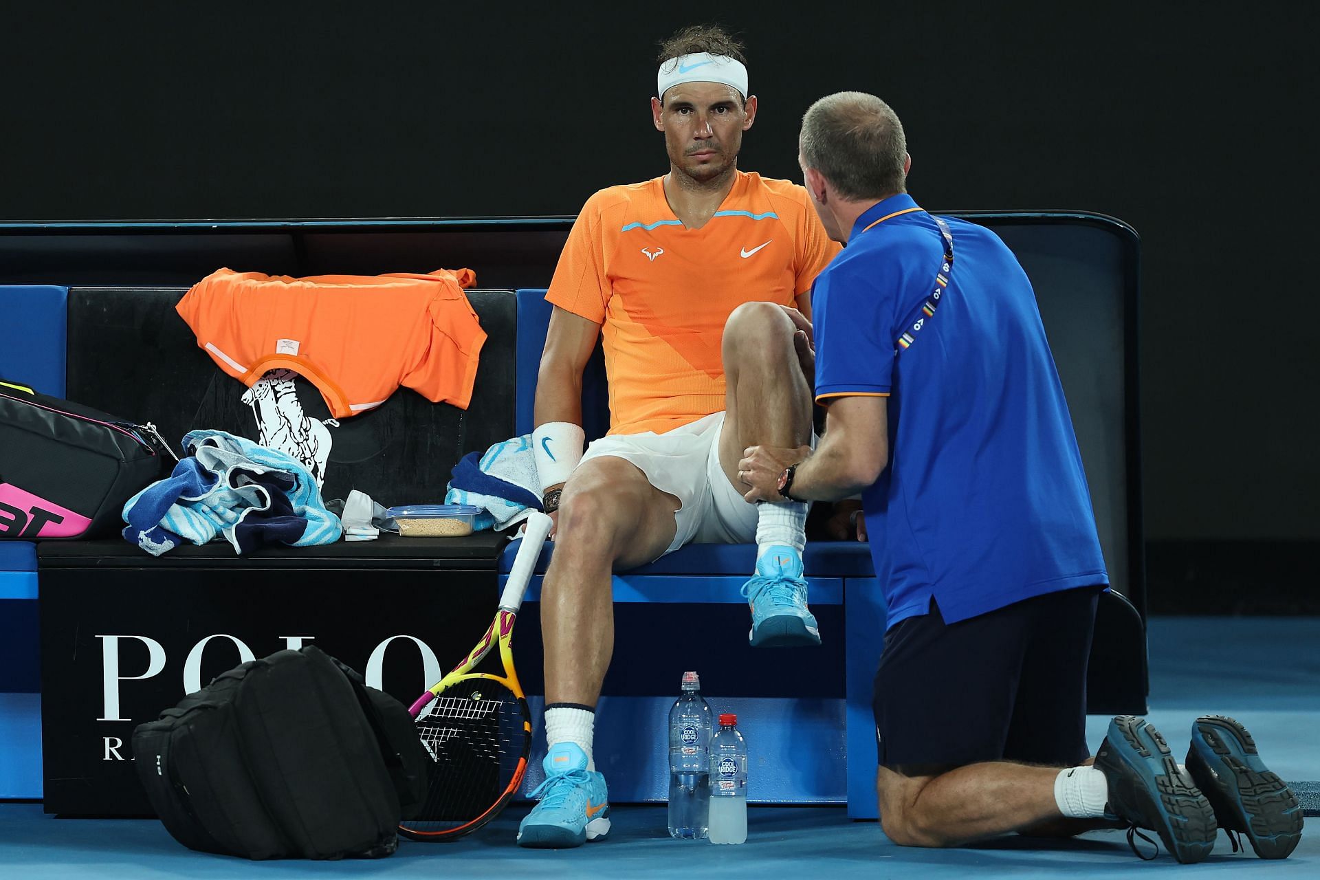 Nadal during a medical time-out at the 2023 Australian Open