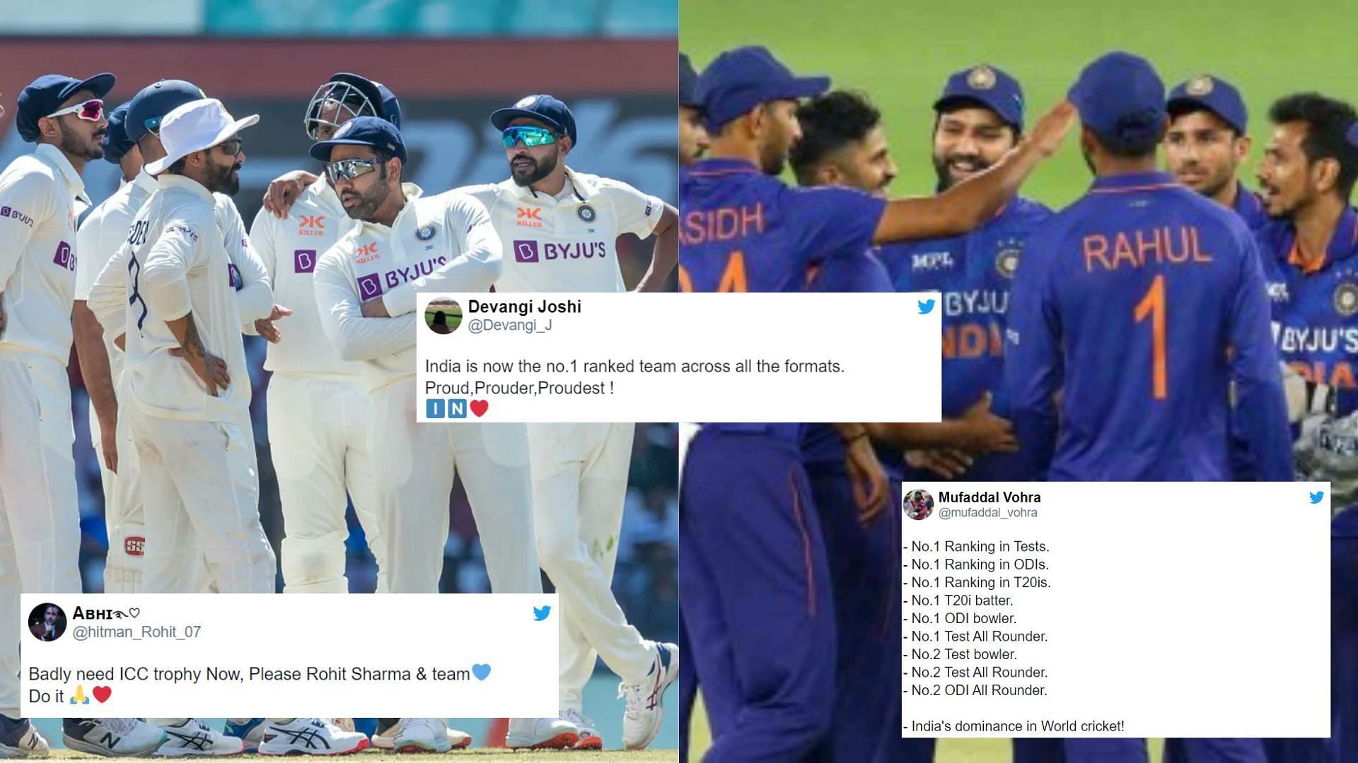 Fans hailed Team India for reaching the pinnacle across formats (P.C.:Twitter)