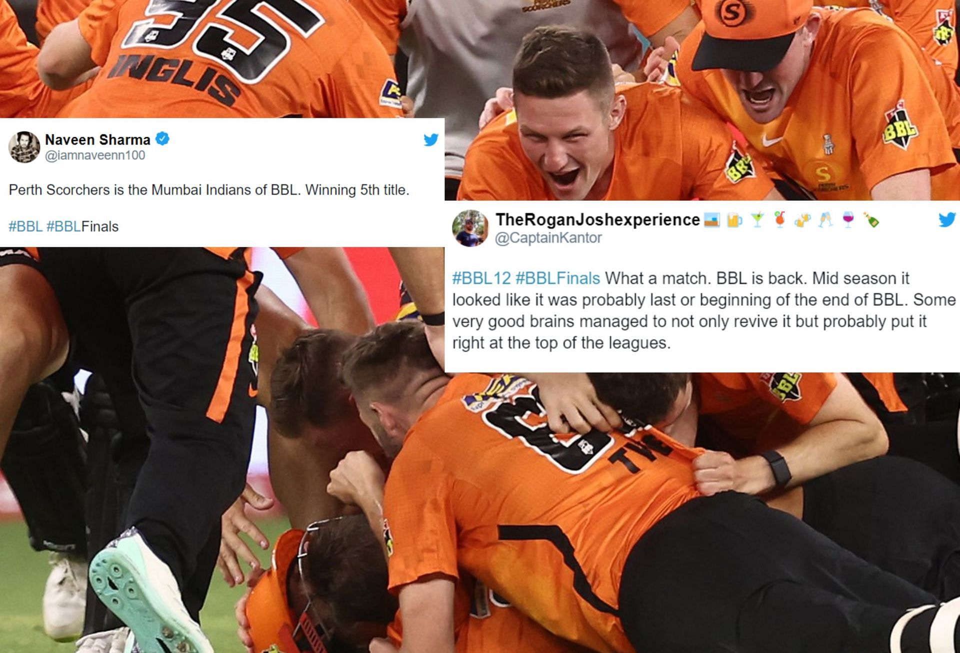 Netizens react after Perth won the BBL 12 final on Saturday. 