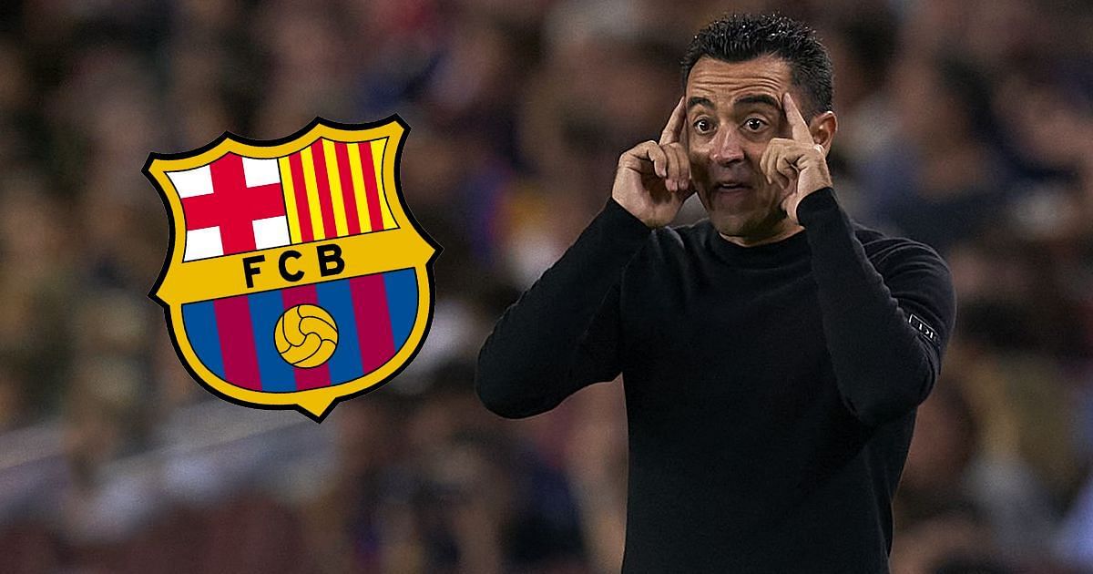 Barcelona manager Xavi Hernandez looks on.