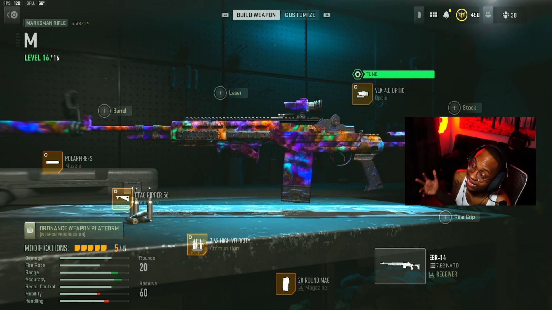 Top tier EBR-14 loadout for Warzone 2 Season 2 (Image via Activision and YouTube/Tourva)