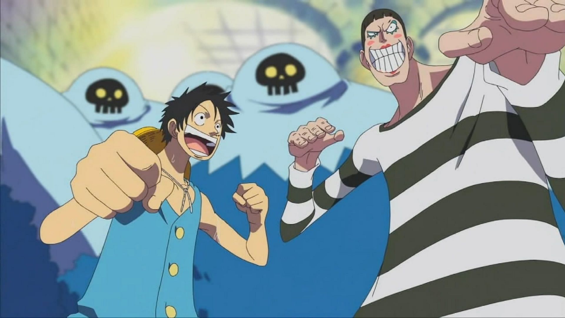 Luffy and Bentham (Image via Toei Animation, One Piece)