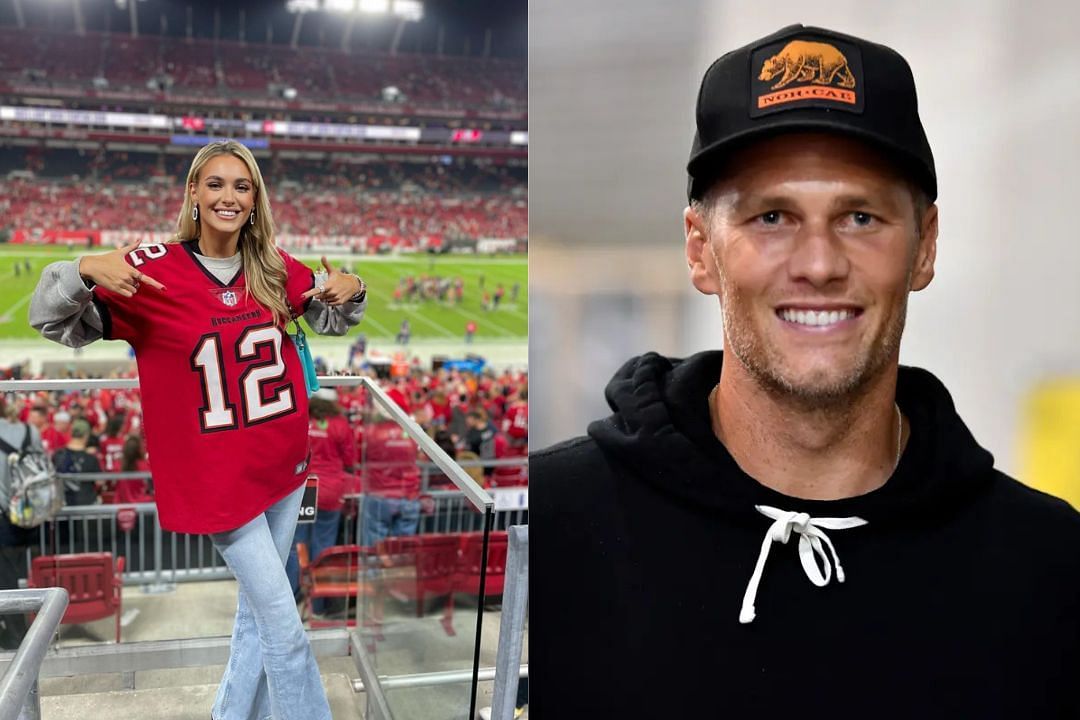 Slovakian model Veronika Rajek (l) and retired QB Tom Brady (r)