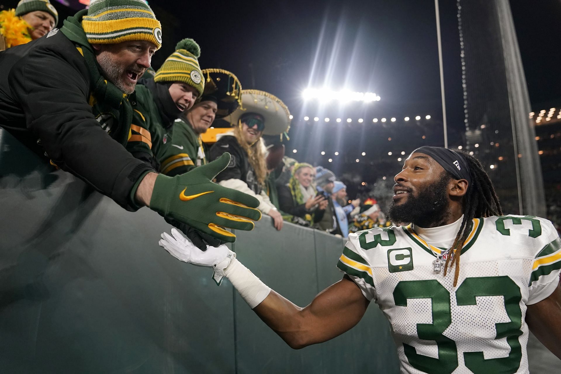 Aaron Jones at Tennessee Titans v Green Bay Packers
