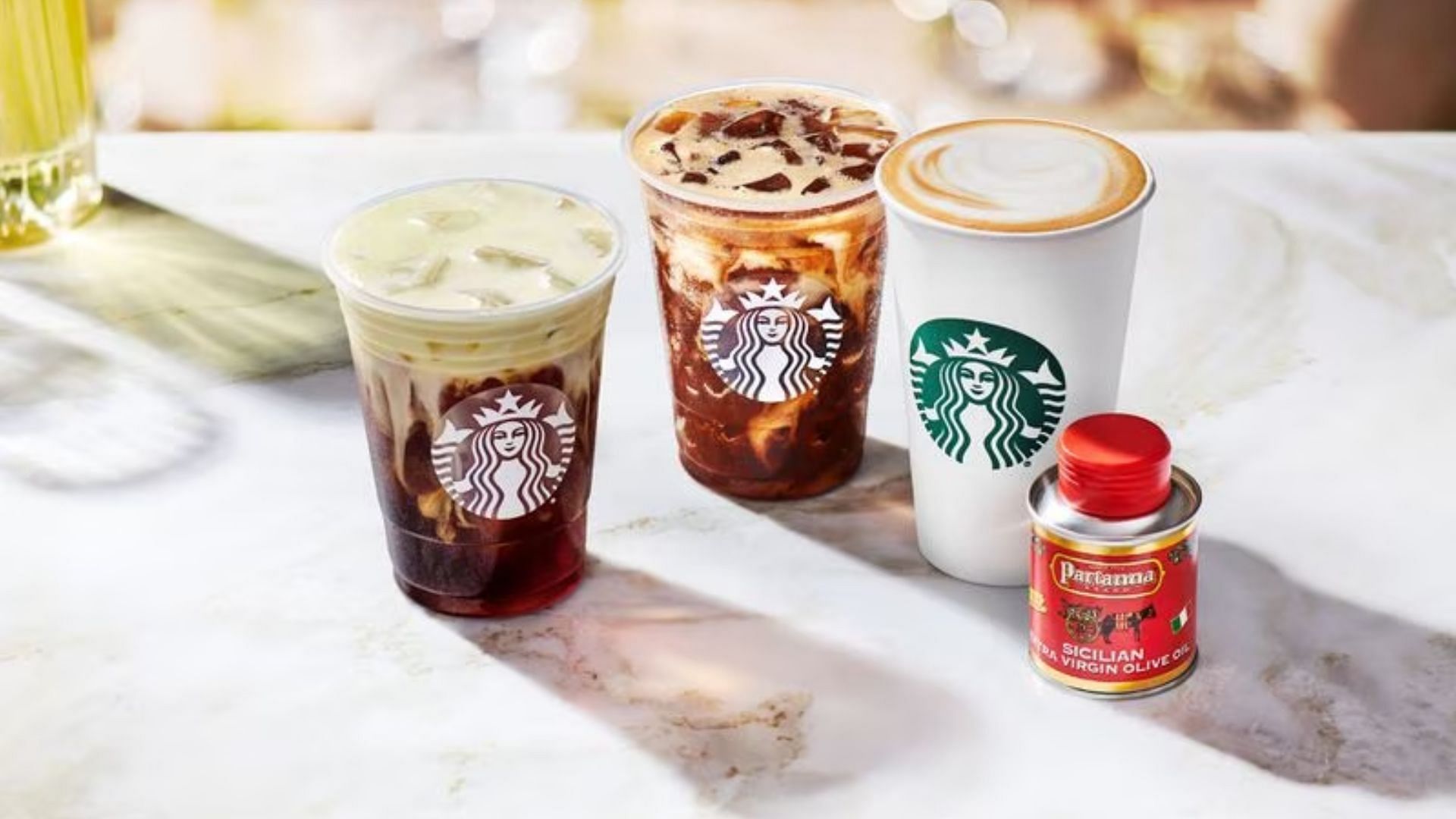 The Oleato range offers select coffee beverages that come with a spoonful of Partanna cold-pressed olive oil (Image via Starbucks/Business Wire)