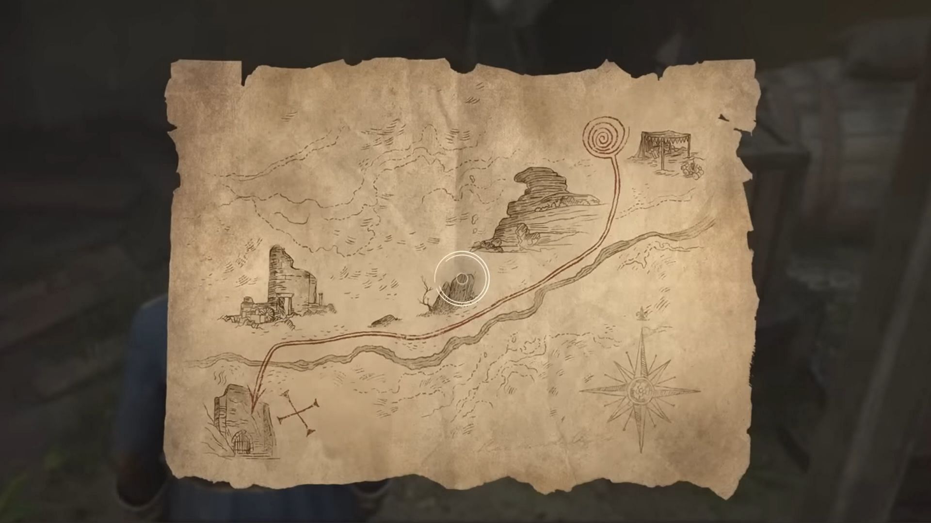 The map is a clue to Rowland&#039;s whereabouts (Image via WB Games)