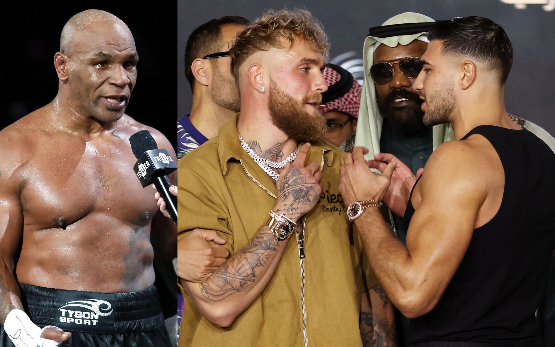 Mike Tyson (left) and Jake Paul vs. Tommy Fury (right). [via Getty Images]