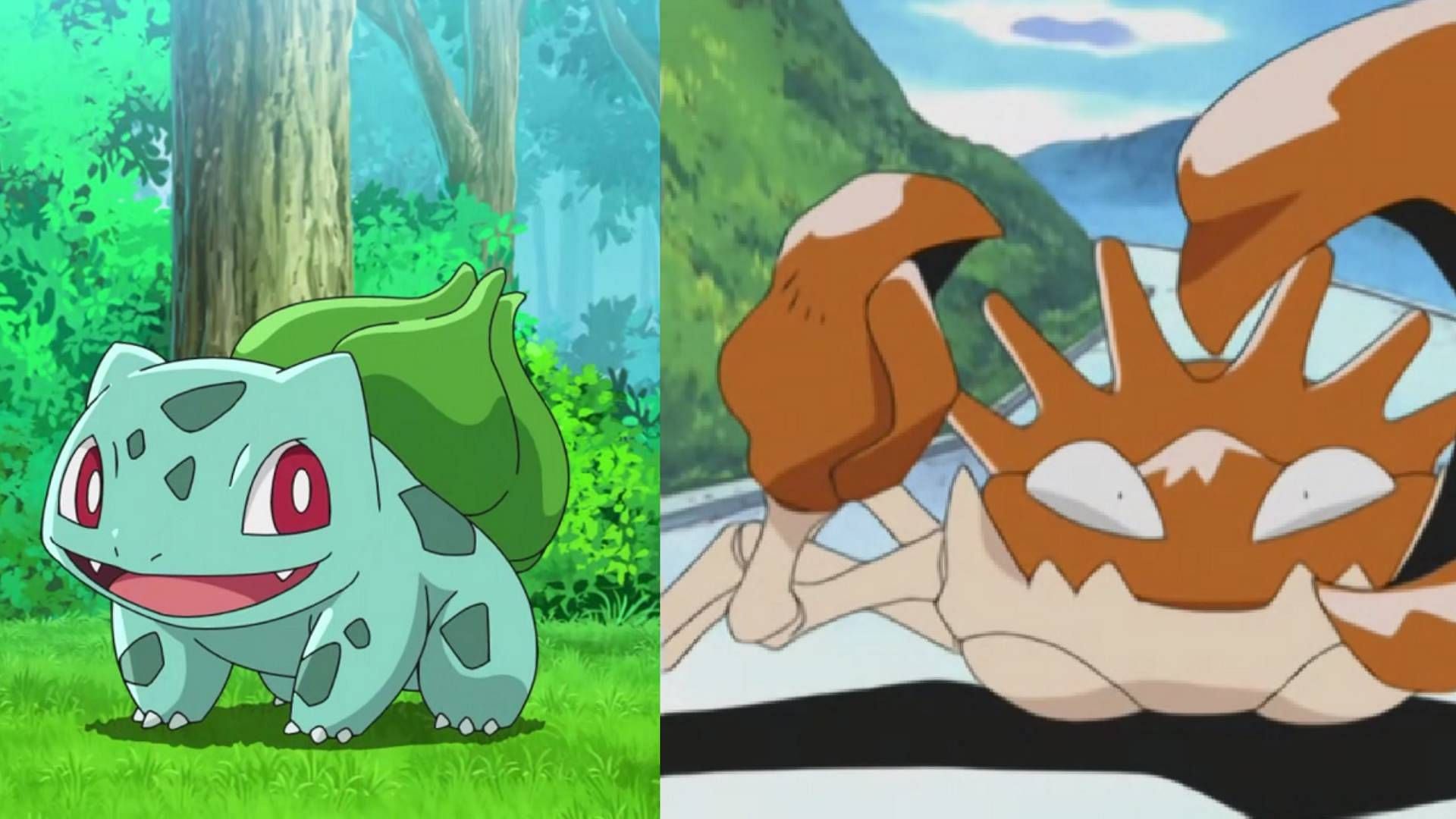 Ash's Kingler and Bulbasaur as seen in the anime (Image via The Pokemon Company)